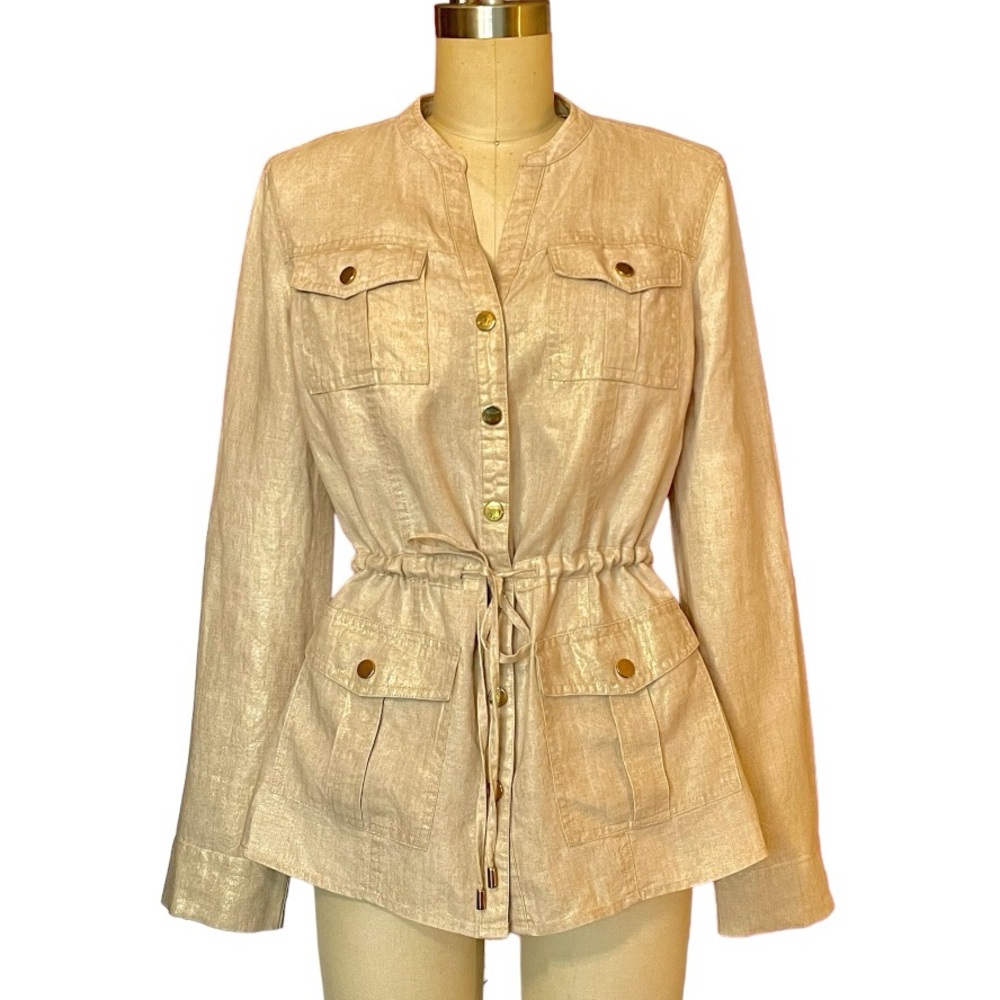 Charter Club Gold Thread Fall Jacket Gold tone Metal Accents. CLASSIC CHIC